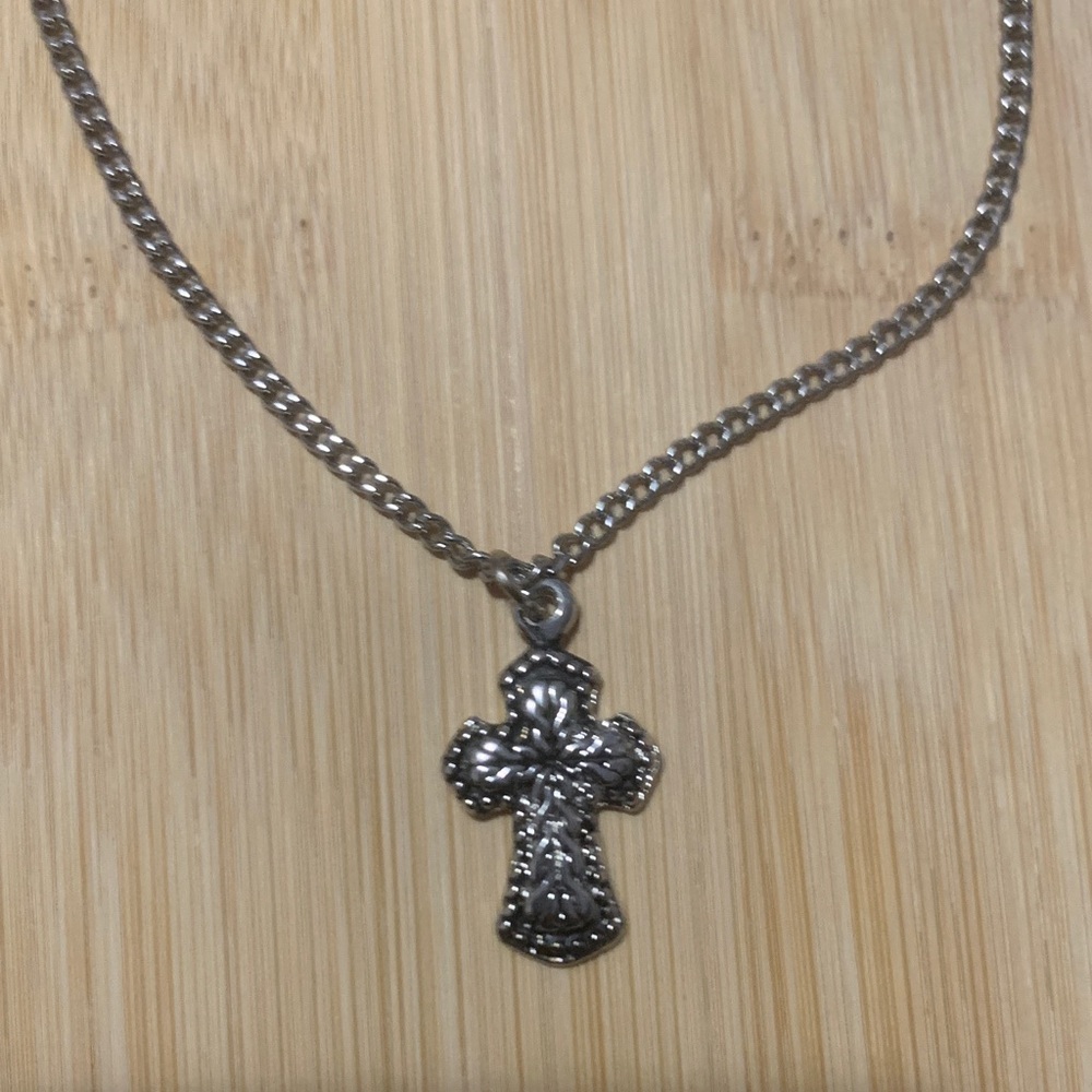 Silver Cross Pendant Necklace unisex